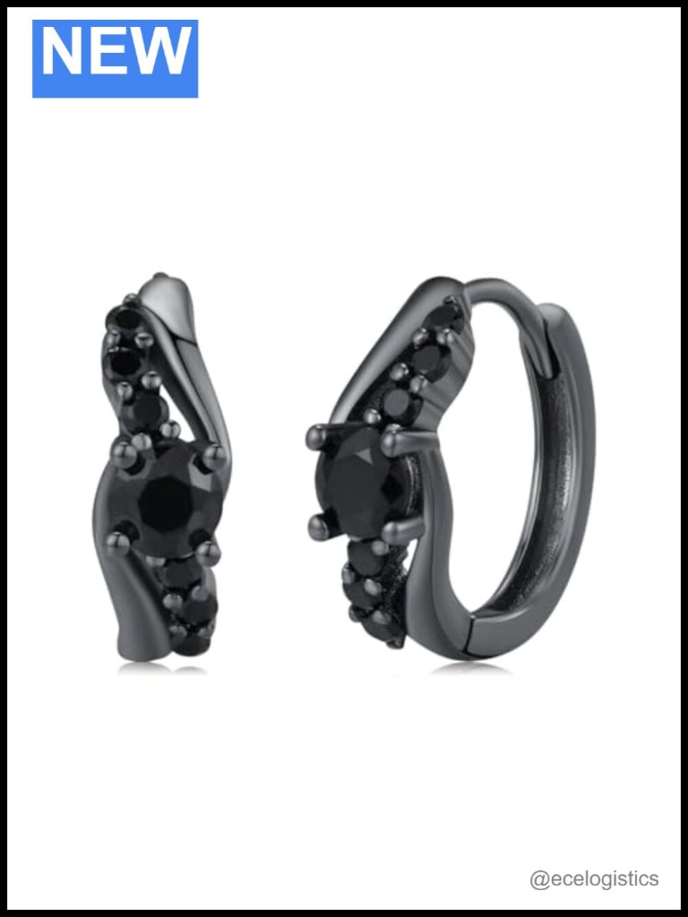925 Sterling Silver Cubic Zirconia Hoop Earrings Unisex
